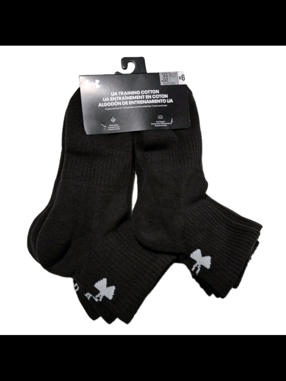 Under Armour Mens Performance Training Cotton Cushioned Quarter Socks SZ 8.5-13
